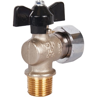 Кран шар. с нак. гайкой угл., баб. НР 1/2x3/4 (SVB-0010-001520) STOUT