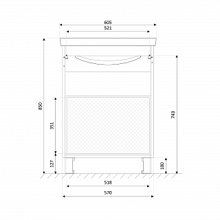 Комплект мебели 60 "Aris-60" напольная, белый глянец 2 ящ. 1 Марка (ум.Фостер-60)