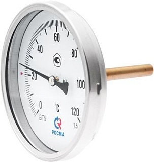 Термометр бим.,  0...120' C, шток 40х8мм (ТБ-063-1, 63мм, кл.точ.2,5) (МЕТЕР) (12001/01648)
