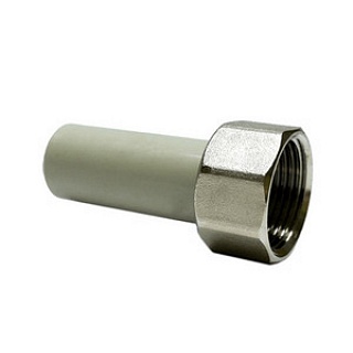 Патрубок пер. пласт. с нак. гайк.25х1" серый (2/100) ПРО АКВА (PA29015G)