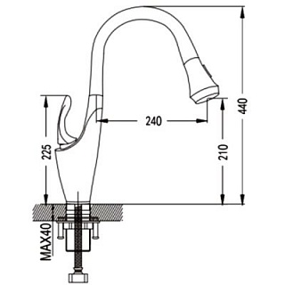 Смеситель д/кухни ROSE с вытяжным изливом черный R123H