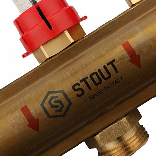 Коллектор 6-вых. латун. с расходомер. (SMB 0473 000006) STOUT