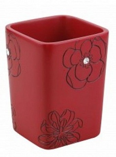 Стакан д/щеток ВРО-0308С  красный цветок (Аквалиния) АКЦИЯ