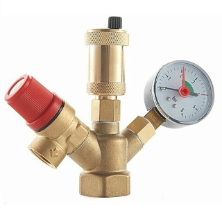 Группа безопасности МИНИ 3bar  до 44 кВт  для котла 1"вр латунь  SantechSystems 118-9896