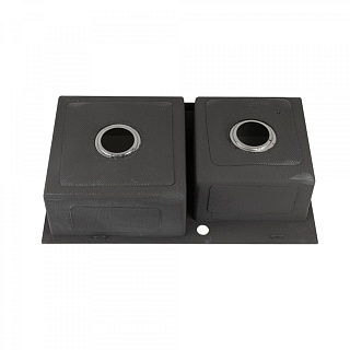 Мойка нерж врезная  FABIA PROFI ДВОЙНАЯ  78х43 (3,0х0.8 200) ГРАФИТ (сифон+корзина) 78433G