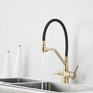 Смеситель д/кухни ROSE под фильтр бронза с гибким изливом R 558Q 