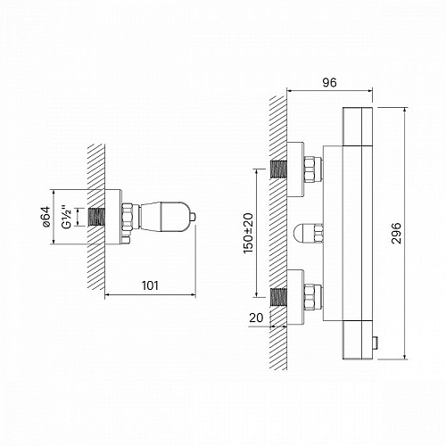 Смеситель для душа с термостатом универсальный, Uniterm, IDDIS, UNISB00I75