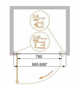 ДУШЕВАЯ ДВЕРЬ В НИШУ CEZARES ELENA B-1 90-C-Cr
