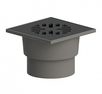 Трап вертикальный D110 "сухой" механ. затвор решетка чугунная 150х150 (ТП 104.110-150VPMs) 1.5т.