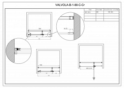 ДУШЕВАЯ ДВЕРЬ В НИШУ CEZARES VALVOLA-B-1 80-C-Cr