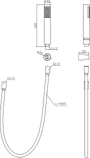 Набор д/душа BelBagno "UNO" (лейка, шланг, держатель) черный UNO-DFS-NERO