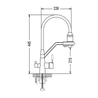 Смеситель д/кухни SHEVANIK гибкий излив оружейная сталь под фильтр  S968T