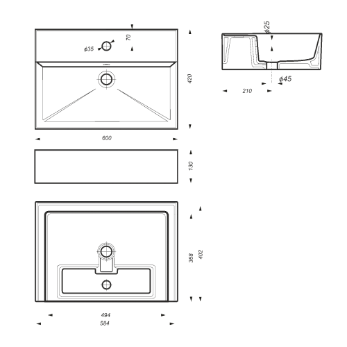 Умывальник накладной "Novel-60" бел. (Самара) 