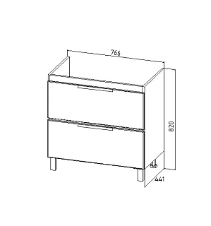 Комплект мебели 80 "Берлин-80" напольная 2 ящ. белая VIANT (ум.MODUO-80)