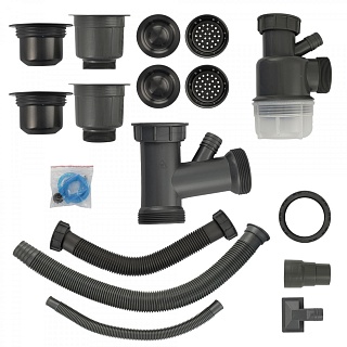 Мойка нерж врезная  FABIA PROFI ДВОЙНАЯ  78х43 (3,0х0.8 200) ГРАФИТ (сифон+корзина) 78433G