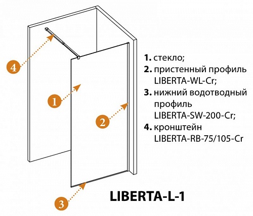 ДУШЕВАЯ ПЕРЕГОРОДКА CEZARES LIBERTA-L-1 110-C-Cr