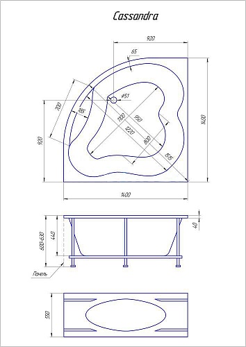 Ванна 1Marka CASSANDRA 140x140