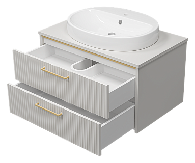 Комплект мебели 80 "Elche-80" подвесная 2 ящ. эмаль Серый кашемир/Золото MISTY/Brevita (ум.Ekokerama Doppia-65)