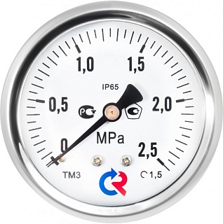 Манометр  0...16 bar (1,6МРа), ТМ-320ТКП.00 (63мм, G 1/4, кл. точ.1,5)(с глицерином)(РОСМА) (7959)