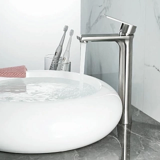 Смеситель д/раковины высокий Haiba HB11807 нержавейка 