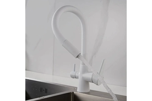 Смеситель д/кухни SHEVANIK гибкий излив белый под фильтр S668C