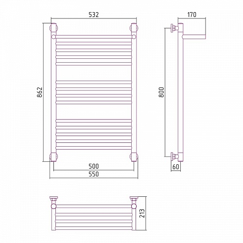 Полотенцесушитель Сунержа ДР Богема 1П+  800х500 00-0223-8050