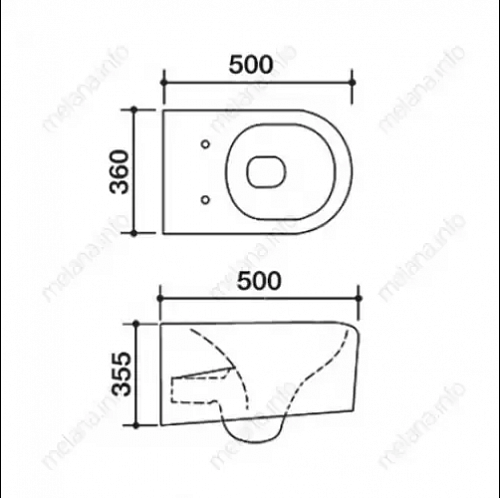 Унитаз подвесной 800-T2197 белый MELANA 