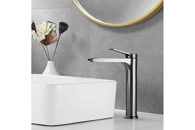 Смеситель д/раковины SHEVANIK высокий оружейная сталь S8311T