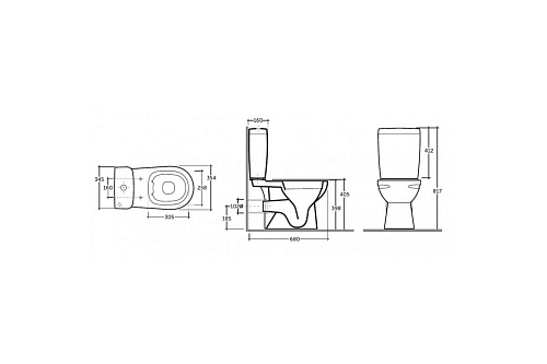 Унитаз-компакт КЕРАМИН "Альбано" безободковый, гориз.вып.,дюр./сид.