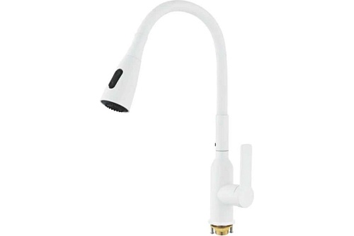 Смеситель д/кухни SHEVANIK гибкий излив белый, гайка  S843C-1