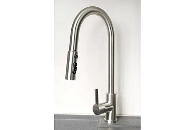 Смеситель д/кухни "AISAI" (AIS-1023SS) нерж. под фильтр с вытяжным изливом TOKITO 