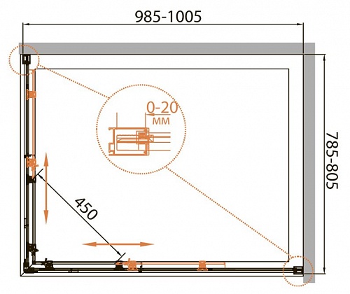 ДУШЕВОЙ УГОЛОК CEZARES RELAX-AH-2 100/80-C-Bi