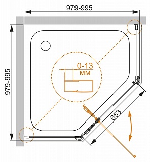 ДУШЕВОЙ УГОЛОК CEZARES ECO-O-P-1-C-CR 100-C-Cr