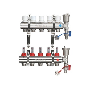 Коллектор с расходомерами 7-вых Латунь  БЕЗ кранов Vieir  (VR112-07А) (3)