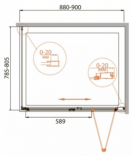 ДУШЕВОЙ УГОЛОК CEZARES RELAX-AHS-1 90/80-C-Bi