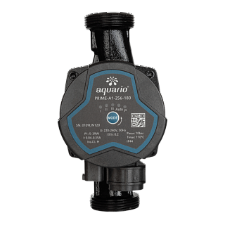 Насос цирк. PRIME-A1-256-180 DN25, PN10, Qmax= 3,7м3/ч, Hmax= 6м, Tmax=110°С, 220В, с гайками (5116) Aquario