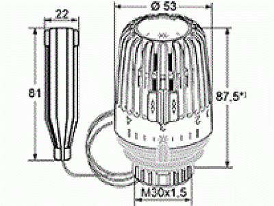 Термостатическая головка К, 15-35°C, настройки 1-5, белая с выносным датчиком 2м (6202-00.500) IMI