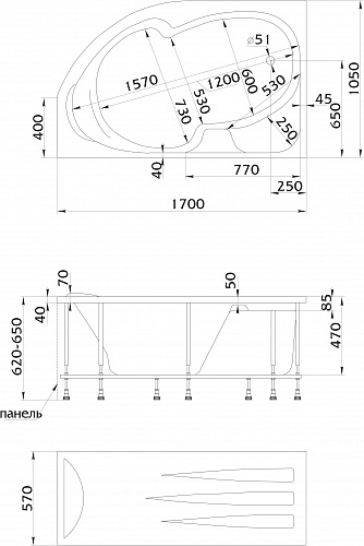 Ванна 1Marka DIANA 170x105