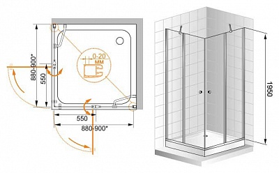 ДУШЕВОЙ УГОЛОК CEZARES ELENA A-22 100-C-Cr