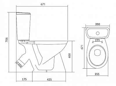 Унитаз-комп Santek "БРИЗ" белый с сидением (Чебоксары)