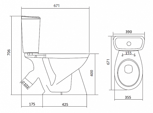 Унитаз-комп Santek "БРИЗ" белый с сидением (Чебоксары)
