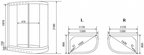 Кабина душевая Timo ECO TE0702 P R (120х80х218)