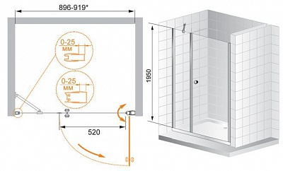 ДУШЕВАЯ ДВЕРЬ В НИШУ CEZARES TRIUMPH B-11 40+90-C-Cr-R