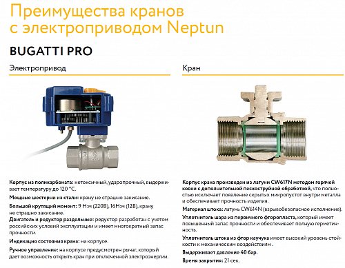 Кран с эл/приводом Neptun Bugatti Pro 12В 1/2