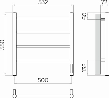 Полотенцесушитель "Аврора" 500х550 П4 электро TERMINUS (50)