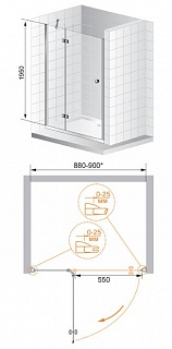 ДУШЕВАЯ ДВЕРЬ В НИШУ CEZARES VERONA B-12 90-P-Cr-R