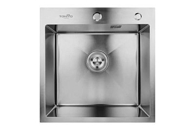 Мойка нерж врезная TOKITO 50х50 (3,0х1.2 220) с отверстием (сифон+корзина+дозатор) TOK-OKA-5050-ST