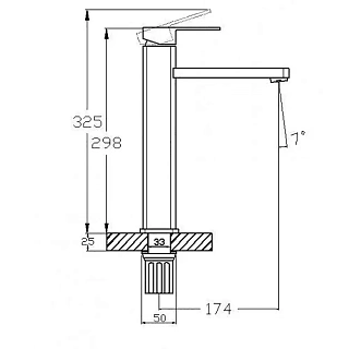 Смеситель д/раковины G-lauf (NEB1-B123MG) ф35 высокий ГРАФИТ, гайка
