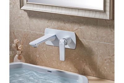 Смеситель д/раковины ROSE встроенный белый/хром R1341F