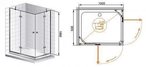 ДУШЕВОЙ УГОЛОК CEZARES VERONA AH-2 100/90-C-Cr